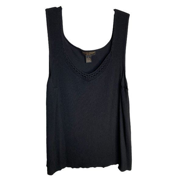 Linda Matthews Woman 3X Black Twin Set Top & Cardigan Sweater Knit Crochet Trim - Picture 3 of 16